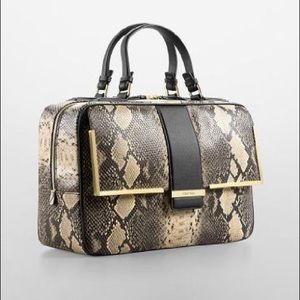 Calvin Klein Naomi box satchel snakeskin bag